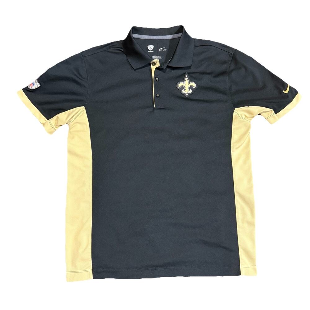 New Orleans Saints Nike Dri-fit NFL Polo Black and Gold size M